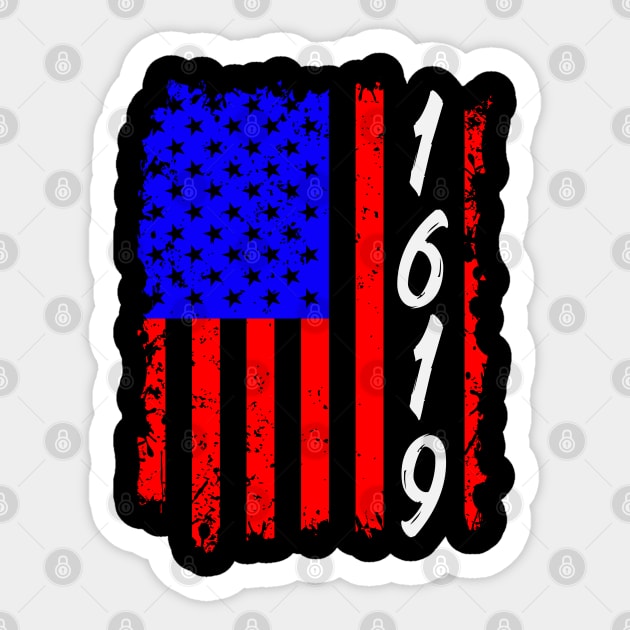 1619 Our Ancestors African American Black History Vintage With Flag Sticker by UrbanLifeApparel